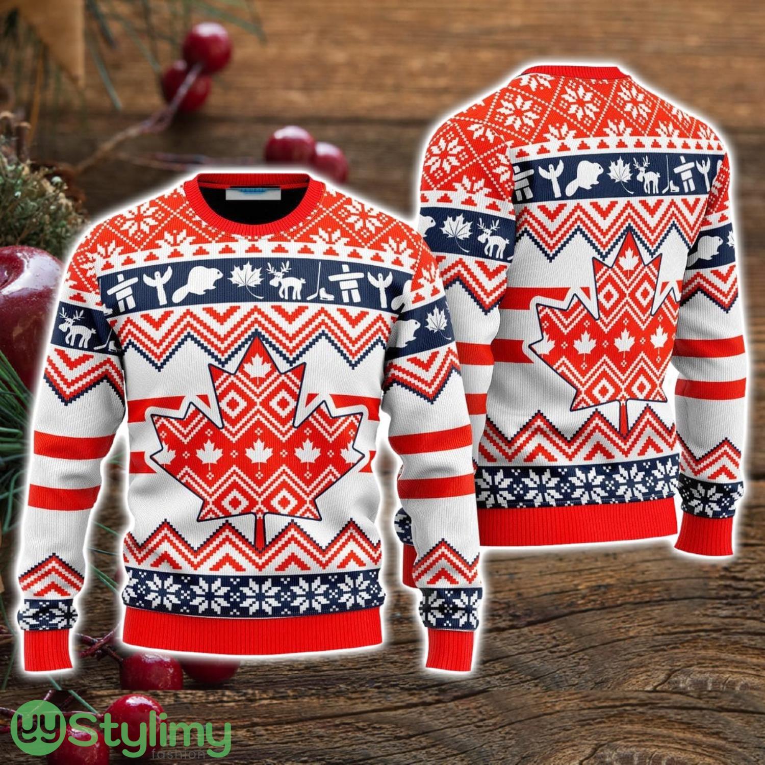 Christmas Canada Maple Leaf Ugly Christmas Sweater Christmas Holiday Gift For Men And Women 3 Christmas Canada Maple Leaf Ugly Christmas Sweater Christmas Holiday Gift For Men And Women Product Photo 1