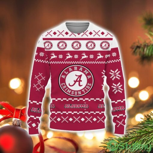 Christmas Urly Sweater Snow Santa Pattern Logo Alabama Crimson Tide Christmas Tree Gifts Unisex For Fan 3D Sweater Holiday Gift Christmas Gift