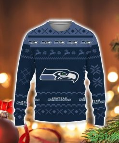Christmas Urly Sweater Snow Santa Pattern Logo Seattle Seahawks Christmas Tree Gifts Unisex For Fan 3D Sweater Holiday Gift Christmas Gift Product Photo 1