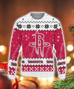 Christmas Urly Sweater Snow Team Logo Houston RocketsUnisex Gifts For Fan Christmas Tree Sweatshirt Product Photo 1