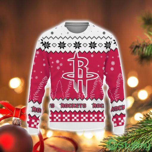 Christmas Urly Sweater Snow Team Logo Houston RocketsUnisex Gifts For Fan Christmas Tree Sweatshirt