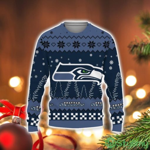 Christmas Urly Sweater Snow Team Logo Seattle SeahawksUnisex Gifts For Fan Christmas Tree 3D Sweater Holiday Gift Christmas Gift