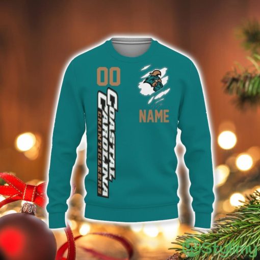 Coastal Carolina Chanticleers Sports American Football Helmet New Trends For Fans Club Gifts Unisex 3D Sweater Holiday Gift Christmas Gift