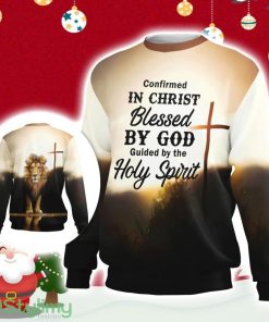 Confirmed In Christ Cross And Lion Ugly Christmas Sweater Gift Christmas Product Photo 1