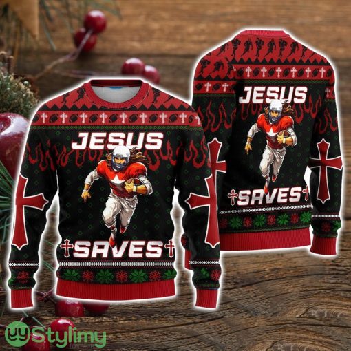 Cool Jesus American Football Team Red Ugly Christmas Sweater Christmas Holiday Gift For Men And Women Product Photo 1