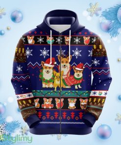 Corgi Cute Noel Mc Ugly Hoodie Zip Blue 1 Amazing Gift Idea Thanksgiving Gift Product Photo 1
