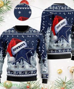 Custom Name Dallas Cowboys Symbol Wearing Santa Claus Hat Ho Ho Ho All Over Print Sweater Gift Christmas - Custom Name Dallas Cowboys Symbol Wearing Santa Claus Hat Ho Ho Ho All Over Print Sweater Gift Christmas