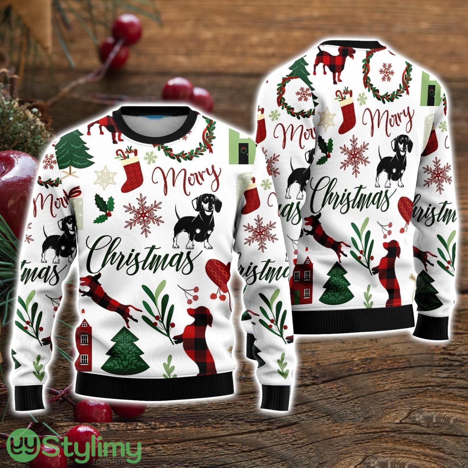 Cute Dachshund Dog Merry Christmas Ugly Christmas Sweater Christmas Holiday Gift For Men And Women 3 Cute Dachshund Dog Merry Christmas Ugly Christmas Sweater Christmas Holiday Gift For Men And Women Product Photo 1