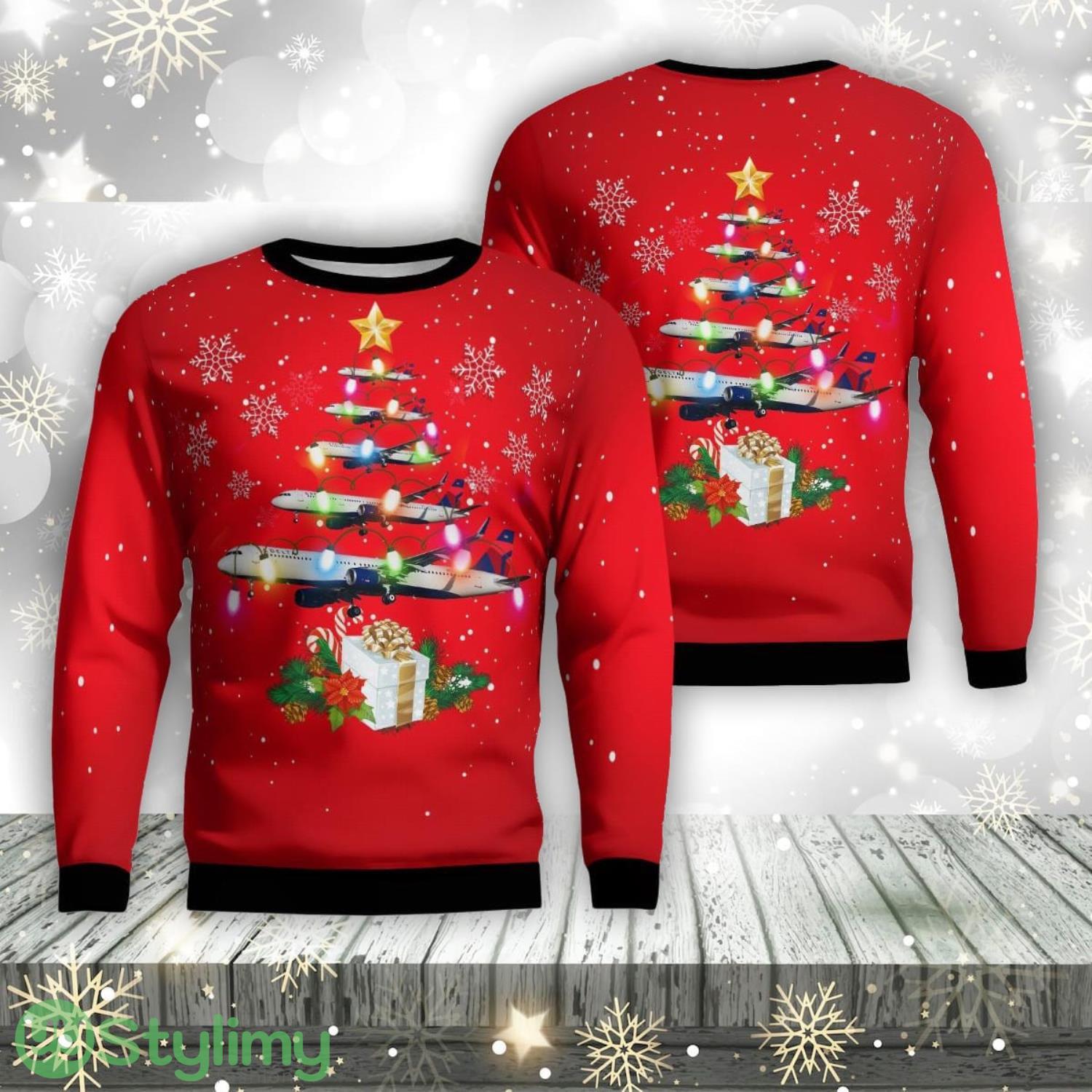 Delta Airlines Airbus A321-200 Christmas Aop Ugly Sweater Family Gift 3 Delta Airlines Airbus A321-200 Christmas Aop Ugly Sweater Family Gift Product Photo 1