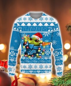 Detroit Lions Baby Yoda Star Wars Sports Football American Ugly Christmas Sweater Product Photo 1