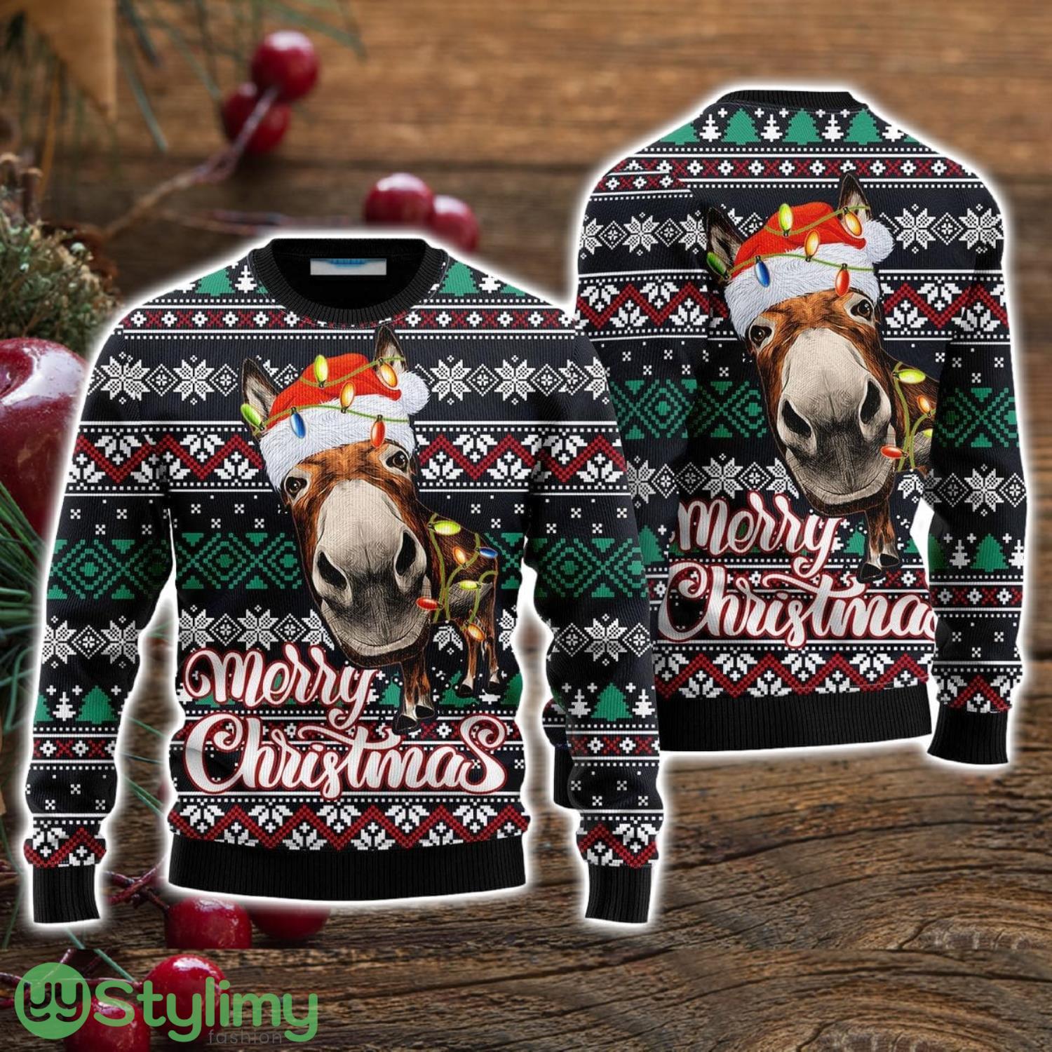 Donkey Face Merry Ugly Christmas Sweater Christmas Holiday Gift For Men And Women 3 Donkey Face Merry Ugly Christmas Sweater Christmas Holiday Gift For Men And Women Product Photo 1