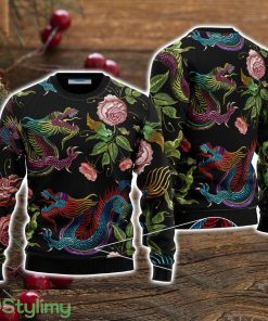 Dragons Flower Pattern Pullover Ugly Christmas Sweater Christmas Holiday Gift For Men And Women Product Photo 1