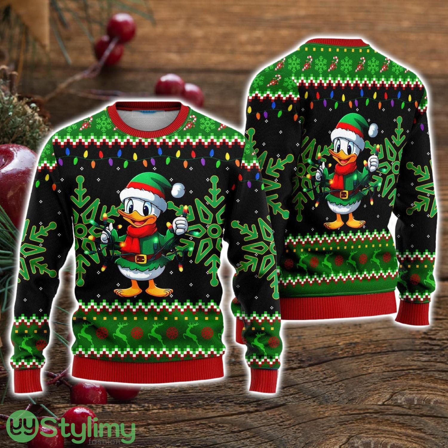 Duck Santa Claus Green Red Light Ugly Christmas Sweater Christmas Holiday Gift For Men And Women 3 Duck Santa Claus Green Red Light Ugly Christmas Sweater Christmas Holiday Gift For Men And Women Product Photo 1