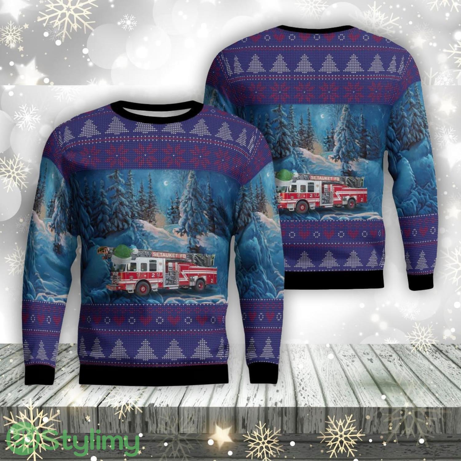 East Setauket, New York, Setauket Fire Department Christmas Aop Ugly Sweater Family Gift 3 East Setauket, New York, Setauket Fire Department Christmas Aop Ugly Sweater Family Gift Product Photo 1