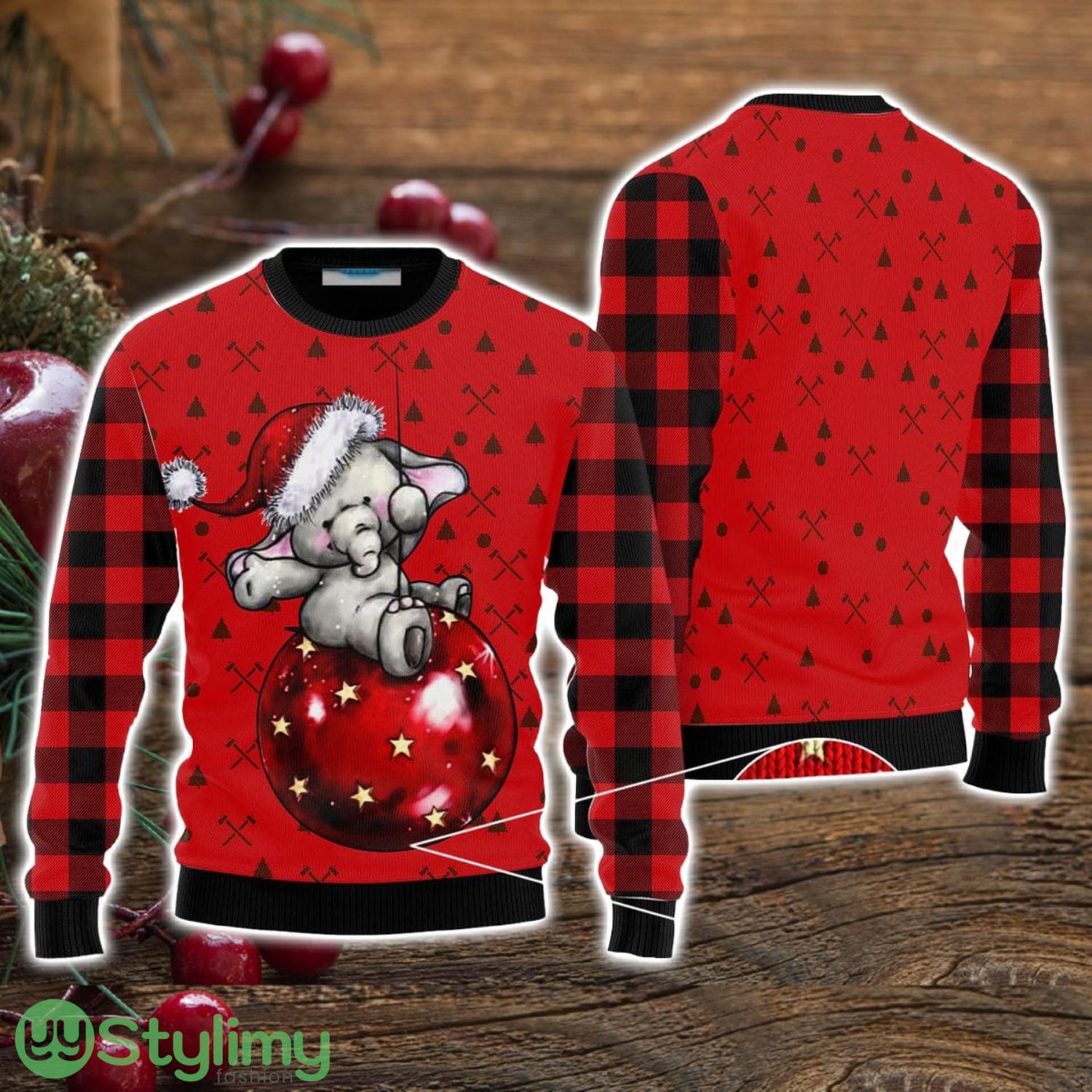 Elephant Cute Red Pattern Ugly Christmas Sweater Christmas Holiday Gift For Men And Women 3 Elephant Cute Red Pattern Ugly Christmas Sweater Christmas Holiday Gift For Men And Women Product Photo 1