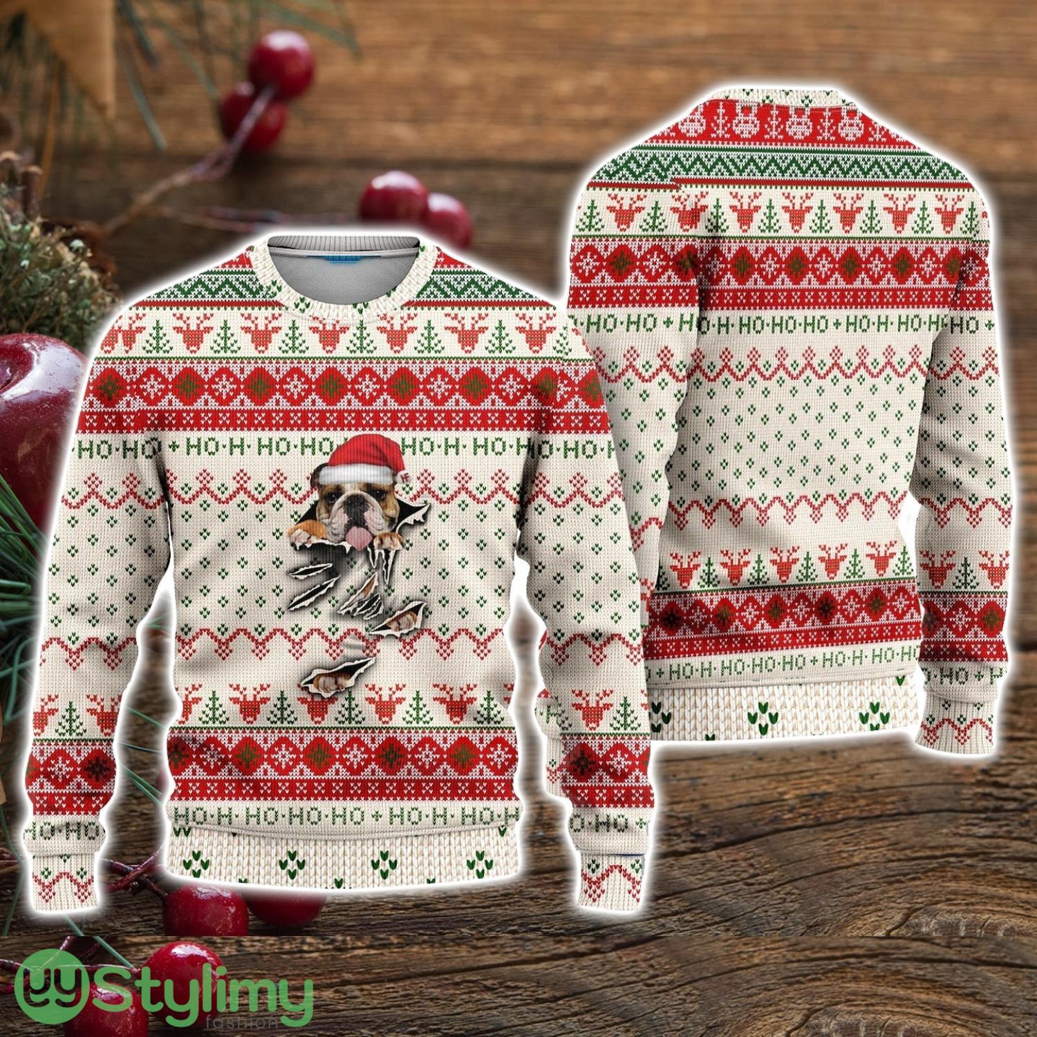 English Bulldog Scratch Ugly Christmas Sweater Christmas Holiday Gift For Men And Women 3 English Bulldog Scratch Ugly Christmas Sweater Christmas Holiday Gift For Men And Women Product Photo 1
