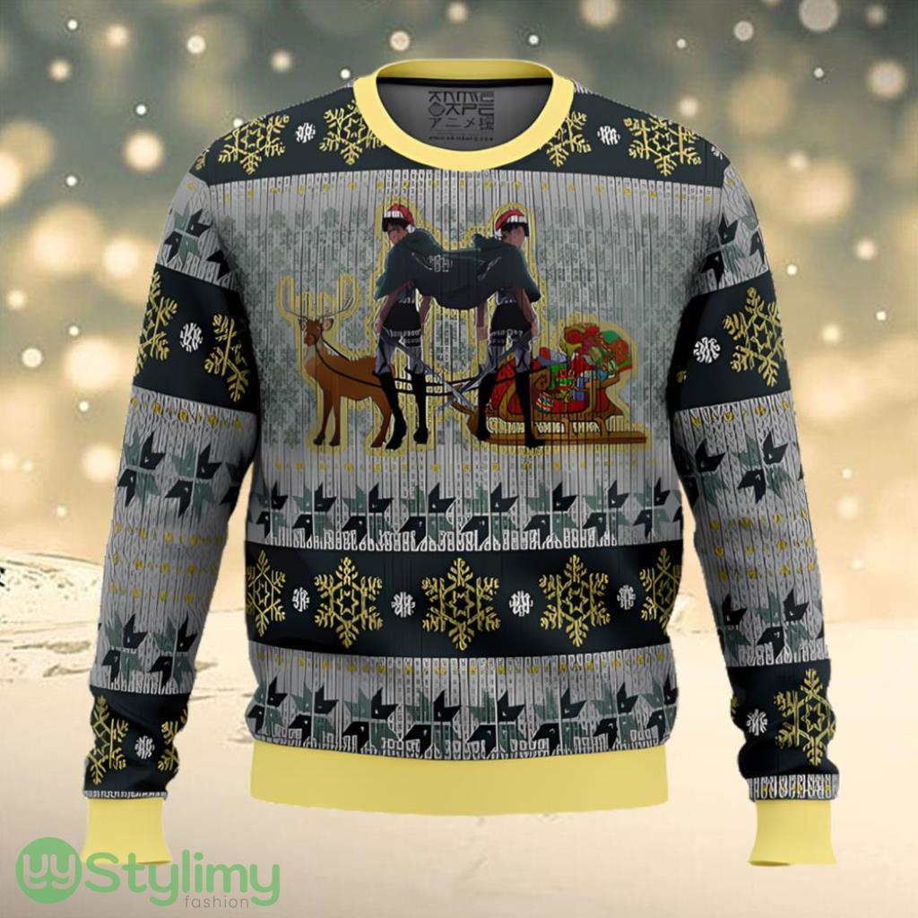 Eren Yeager and Levi Ackerman Attack on Titan Ugly Christmas Sweater 3 Eren Yeager and Levi Ackerman Attack on Titan Ugly Christmas Sweater Product Photo 1