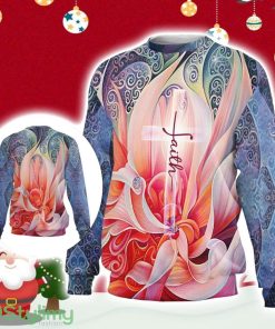 Faith Flower And Cross Ugly Christmas Sweater Gift Christmas Product Photo 1