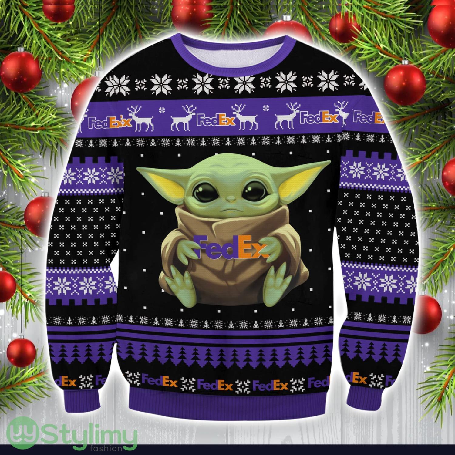 FedEx Baby Yoda Ugly Christmas Sweater Special Christmas Gift 3 FedEx Baby Yoda Ugly Christmas Sweater Special Christmas Gift Product Photo 1