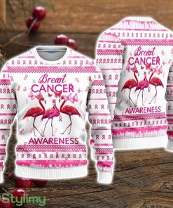 Flamingo Breast Cancer Awareness Ugly Christmas Sweater Christmas Holiday Gift For Men And Women Product Photo 1