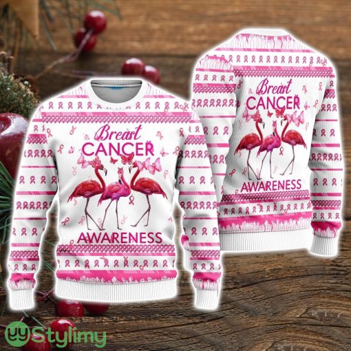 Flamingo Breast Cancer Awareness Ugly Christmas Sweater Christmas Holiday Gift For Men And Women Product Photo 1