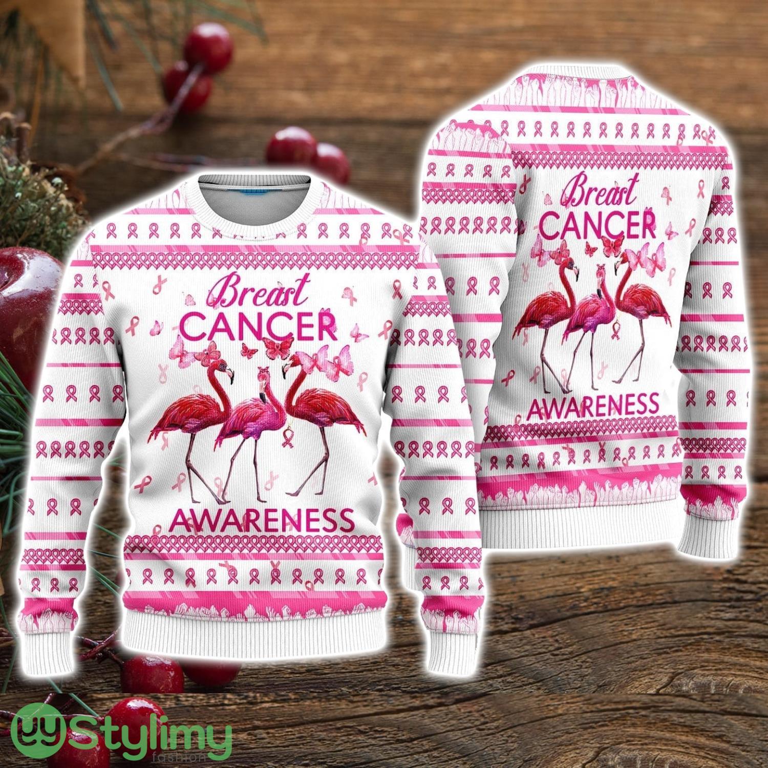 Flamingo Breast Cancer Awareness Ugly Christmas Sweater Christmas Holiday Gift For Men And Women 3 Flamingo Breast Cancer Awareness Ugly Christmas Sweater Christmas Holiday Gift For Men And Women Product Photo 1