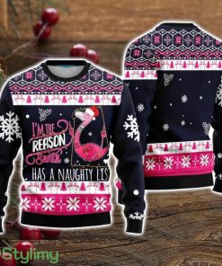 Flamingo I Am The Reason Santa Has A Naughty Ugly Christmas Sweater Christmas Holiday Gift For Men And Women Product Photo 1