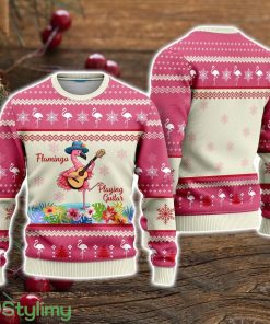 Flamingo Playing Guitar Pink Ugly Christmas Sweater Christmas Holiday Gift For Men And Women Product Photo 1