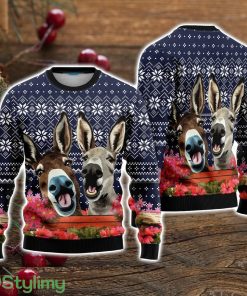 Funny Donkey Buddies Blue Red Ugly Christmas Sweater Christmas Holiday Gift For Men And Women Product Photo 1