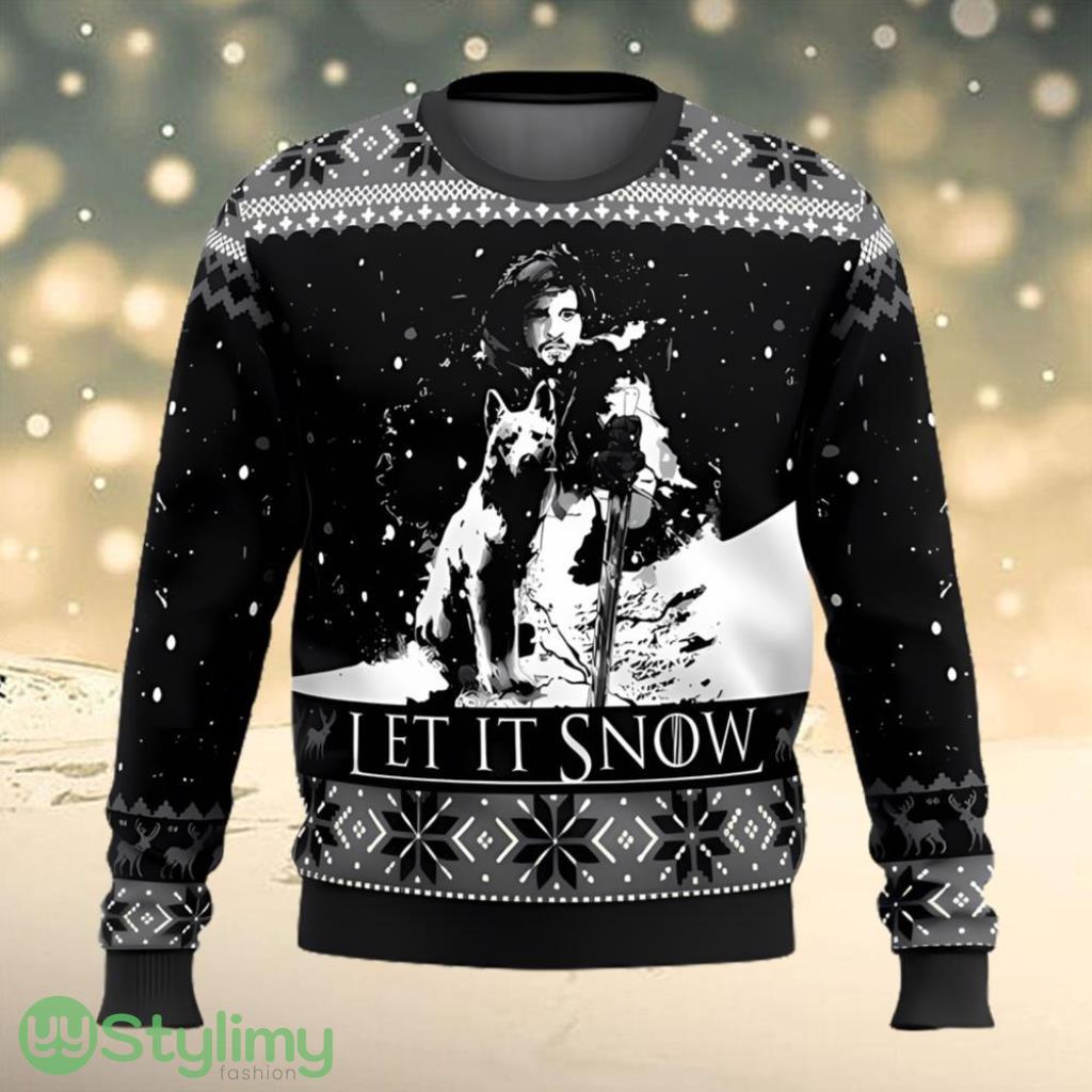 Game of Thrones Let It Snow Black and White Ugly Christmas Sweater 3 Game of Thrones Let It Snow Black and White Ugly Christmas Sweater Product Photo 1
