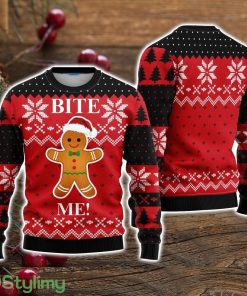 Gingerbread Bite Me Ugly Christmas Sweater Christmas Holiday Gift For Men And Women Product Photo 1