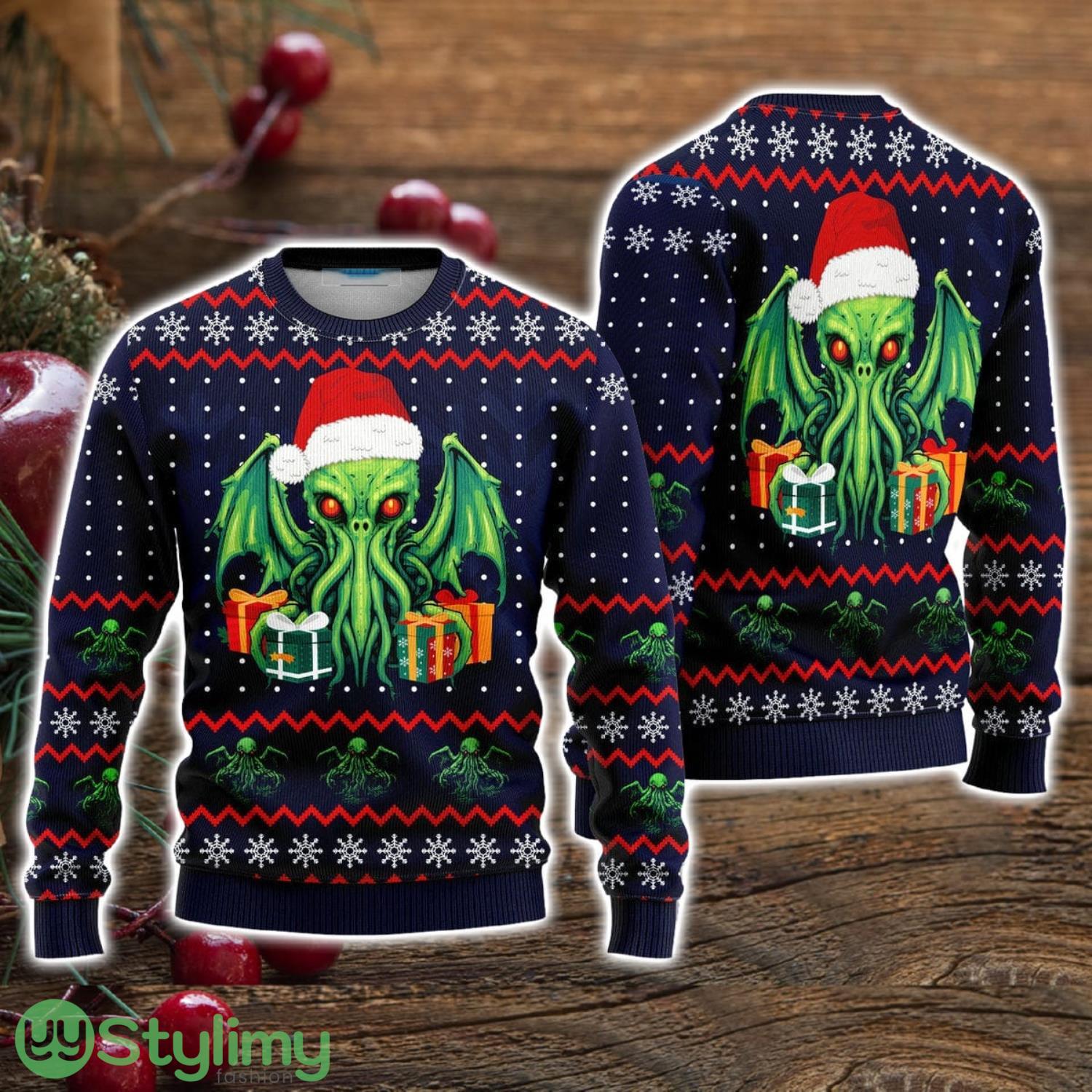 Green Octopus Great Old One Christmas Gift Ugly Christmas Sweater Christmas Holiday Gift For Men And Women 3 Green Octopus Great Old One Christmas Gift Ugly Christmas Sweater Christmas Holiday Gift For Men And Women Product Photo 1