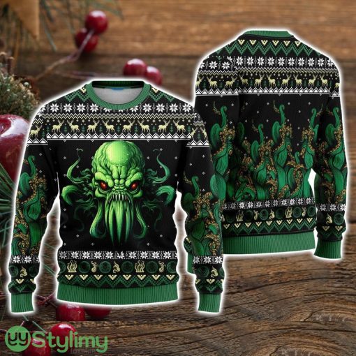 Green Octopus The Call Of Great Old One Ugly Christmas Sweater Christmas Holiday Gift For Men And Women Product Photo 1