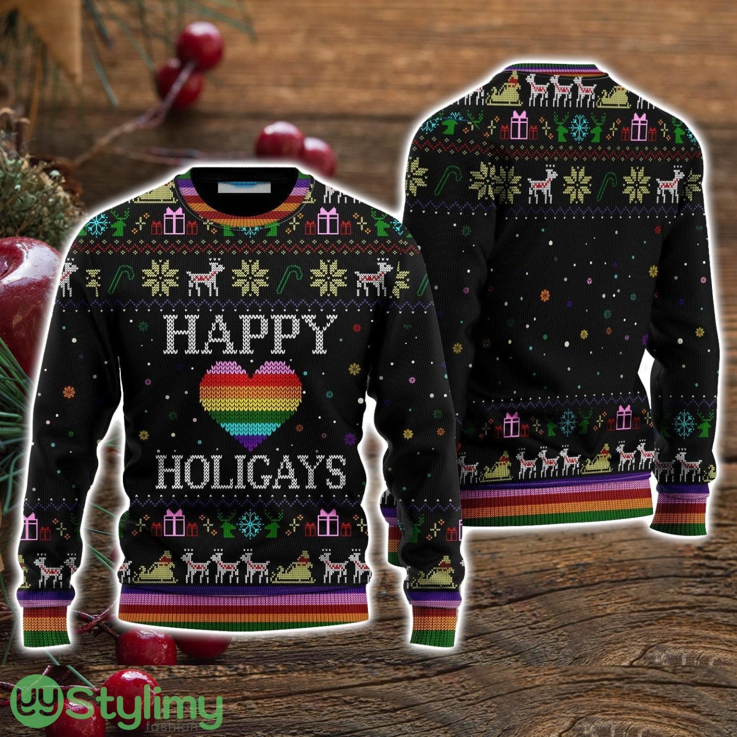 Happy Holigays LGBT Ugly Christmas Sweater Christmas Holiday Gift For Men And Women 3 Happy Holigays LGBT Ugly Christmas Sweater Christmas Holiday Gift For Men And Women Product Photo 1