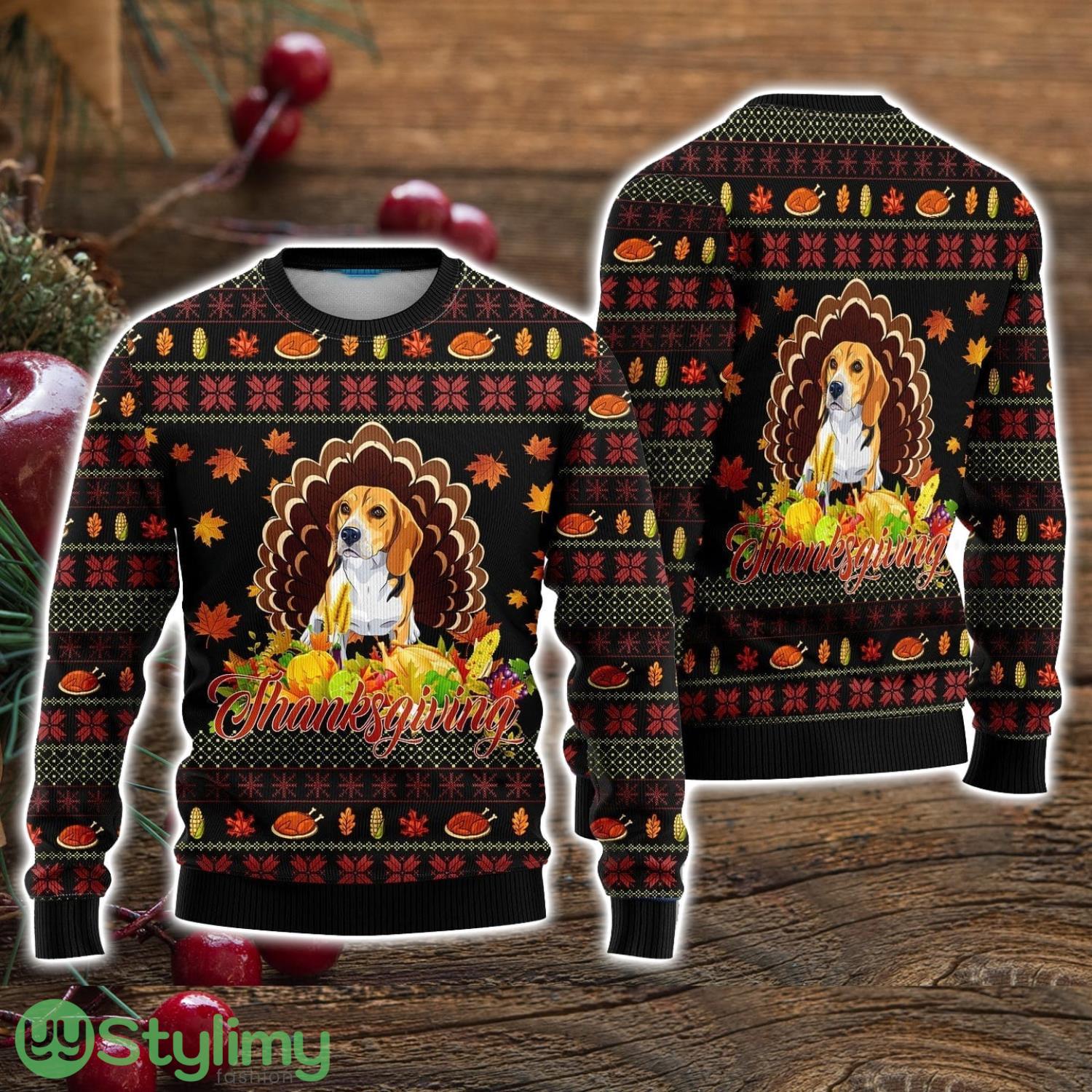Happy Thanksgiving Funny Beagle Dog Ugly Christmas Sweater Christmas Holiday Gift For Men And Women 3 Happy Thanksgiving Funny Beagle Dog Ugly Christmas Sweater Christmas Holiday Gift For Men And Women Product Photo 1