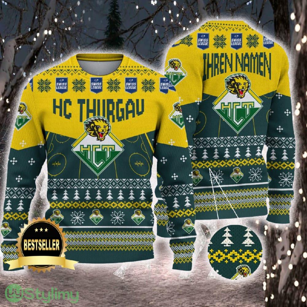 HC Thurgau Ugly Christmas Sweater Logo Custom Name Gift Fans 3 HC Thurgau Ugly Christmas Sweater Logo Custom Name Gift Fans - HC Thurgau Ugly Christmas Sweater Logo Custom Name Gift Fans