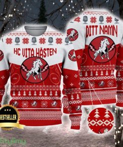 HC Vita Hästen Ugly Christmas Sweater Logo Custom Name Gift Fans - HC Vita Hästen Ugly Christmas Sweater Logo Custom Name Gift Fans