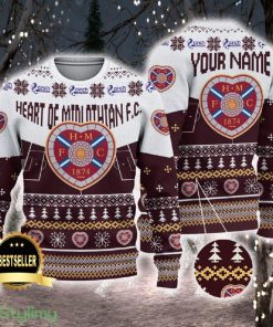 Heart of Midlothian FC Ugly Christmas Sweater Logo Custom Name Gift Fans - Heart of Midlothian FC Ugly Christmas Sweater Logo Custom Name Gift Fans