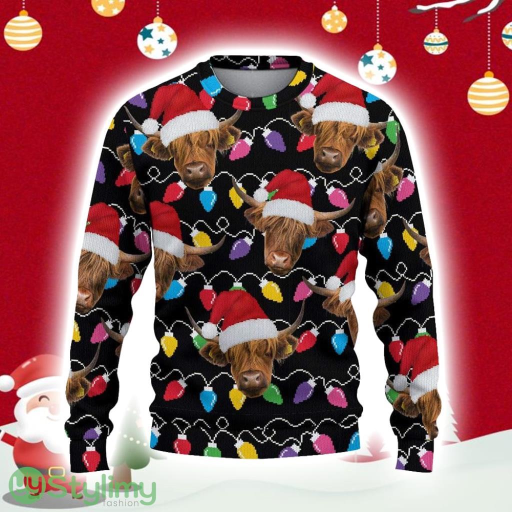 Highland Cattle Black Ugly Christmas Sweater Gift Christmas 3 Highland Cattle Black Ugly Christmas Sweater Gift Christmas Product Photo 1