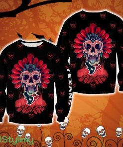 Houston Texans Halloween Skull Overcoat Halloween Ugly Sweater For Men And Women Gift Christmas - Houston Texans Halloween Skull Overcoat Halloween Ugly Sweater For Men And Women Gift Christmas