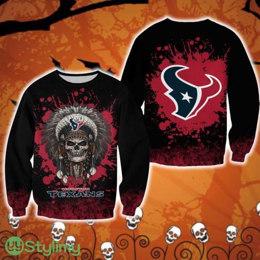 Houston Texans Skull Hibernation Halloween Ugly Sweater For Men And Women Gift Christmas - Houston Texans Skull Hibernation Halloween Ugly Sweater For Men And Women Gift Christmas