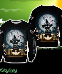 Houston Texans Witch Cat Halloween Edition Unisex Handmade Ugly Sweater For Men And Women Gift Christmas - Houston Texans Witch Cat Halloween Edition Unisex Handmade Ugly Sweater For Men And Women Gift Christmas