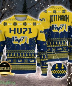HV71 Ugly Christmas Sweater Logo Custom Name Gift Fans - HV71 Ugly Christmas Sweater Logo Custom Name Gift Fans