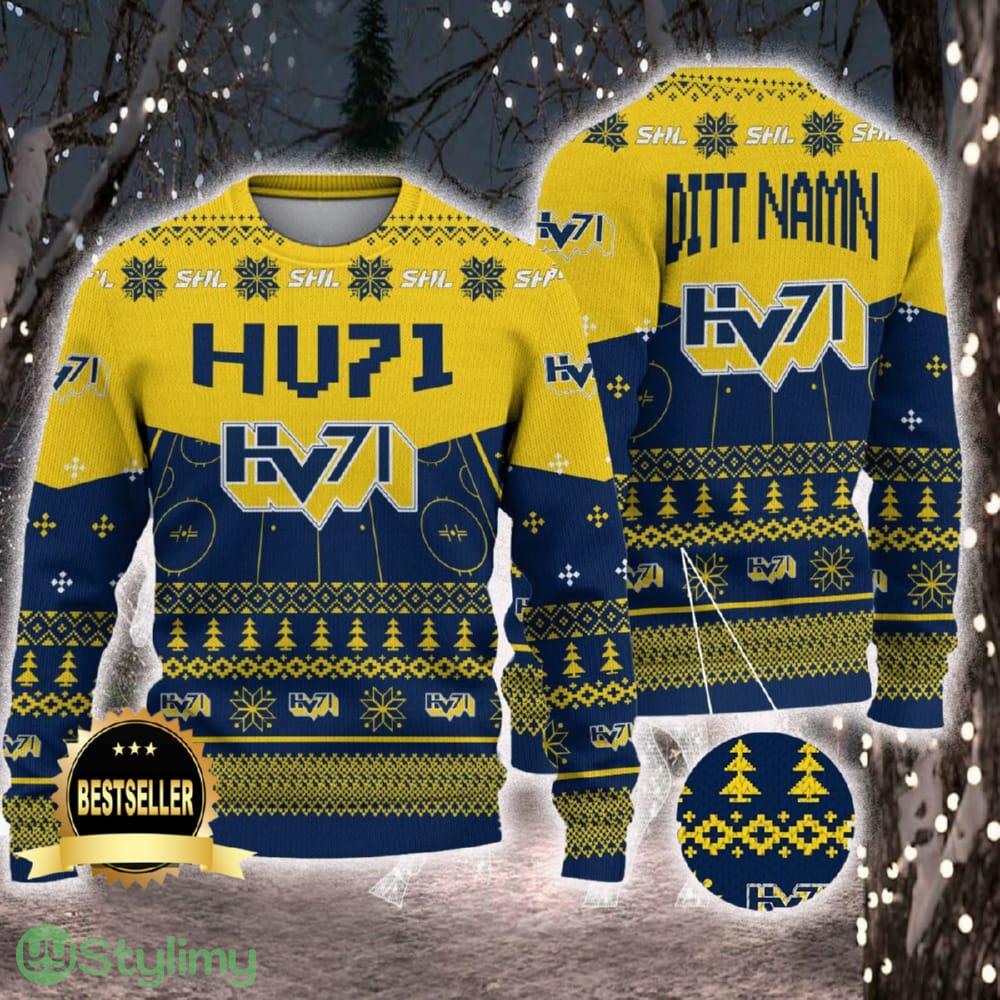 HV71 Ugly Christmas Sweater Logo Custom Name Gift Fans 3 HV71 Ugly Christmas Sweater Logo Custom Name Gift Fans - HV71 Ugly Christmas Sweater Logo Custom Name Gift Fans
