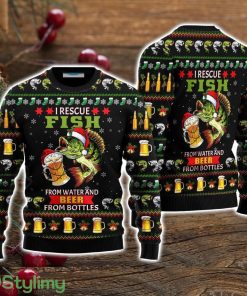 I Rescue Fish From Water And Beer From Bottles Ugly Christmas Sweater Christmas Holiday Gift For Men And Women Product Photo 1