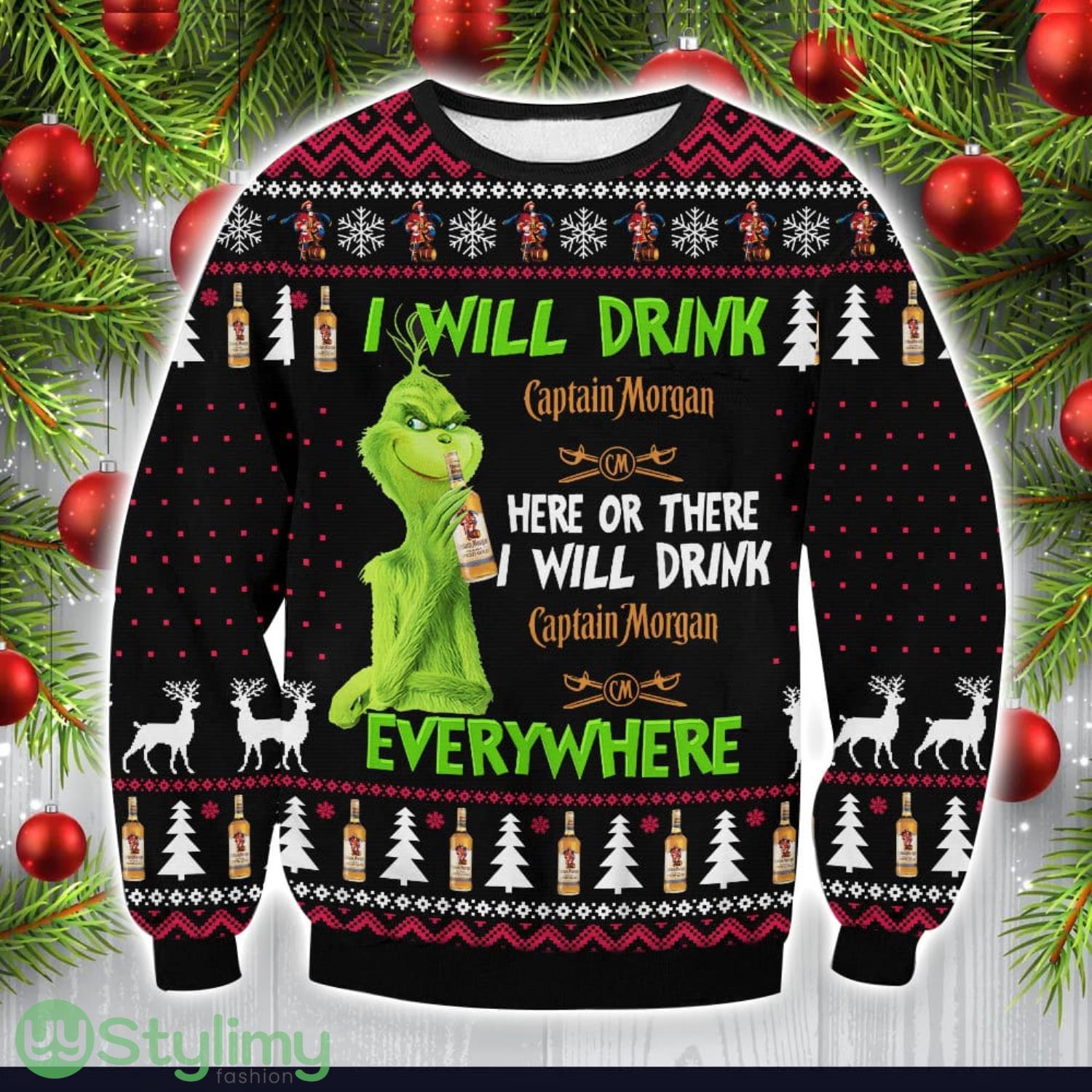 I Will Drink Captain Morgan Grinch Ugly Christmas Sweater Special Christmas Gift 3 I Will Drink Captain Morgan Grinch Ugly Christmas Sweater Special Christmas Gift Product Photo 1