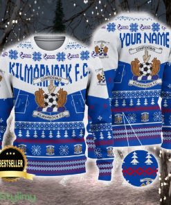 Kilmarnock FC Ugly Christmas Sweater Logo Custom Name Gift Fans - Kilmarnock FC Ugly Christmas Sweater Logo Custom Name Gift Fans
