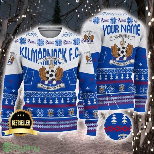 Kilmarnock FC Ugly Christmas Sweater Logo Custom Name Gift Fans