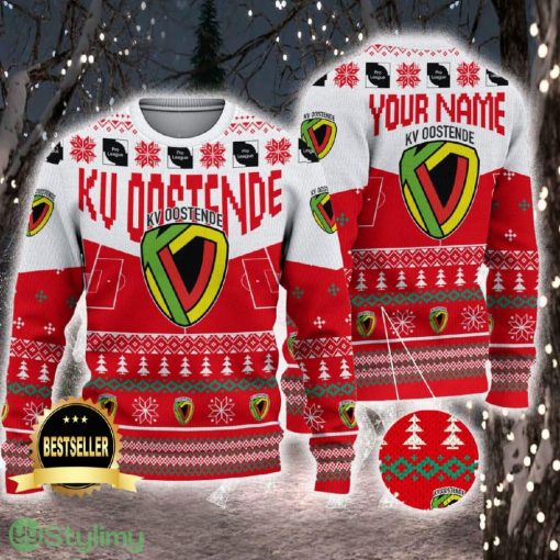 KV Oostende Ugly Christmas Sweater Logo Custom Name Gift Fans