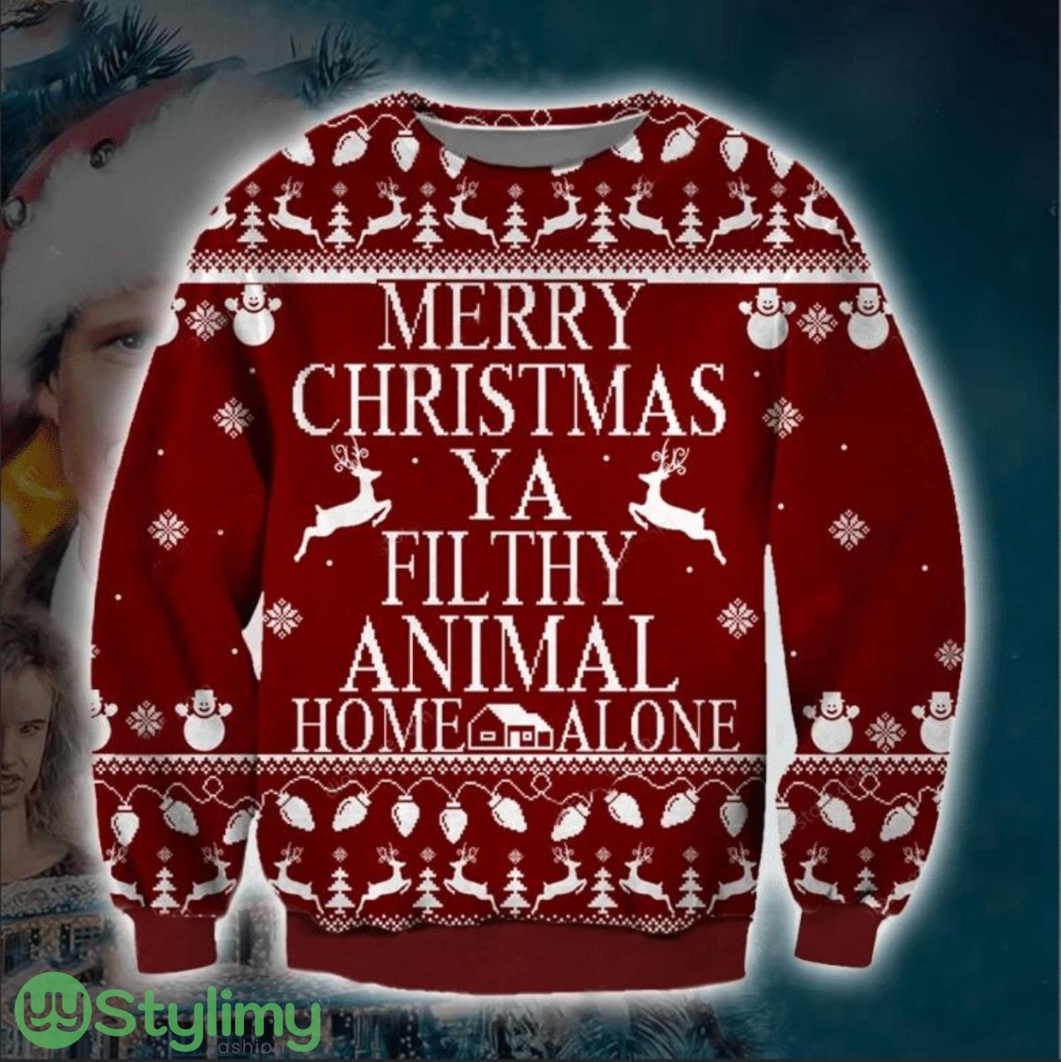 Lampoon's Merry Christmas Ya Filthy Animal 3D Ugly Christmas Sweater Christmas Gift 3 lampoons merry christmas ya filthy animal 3d ugly christmas sweater christmas gift